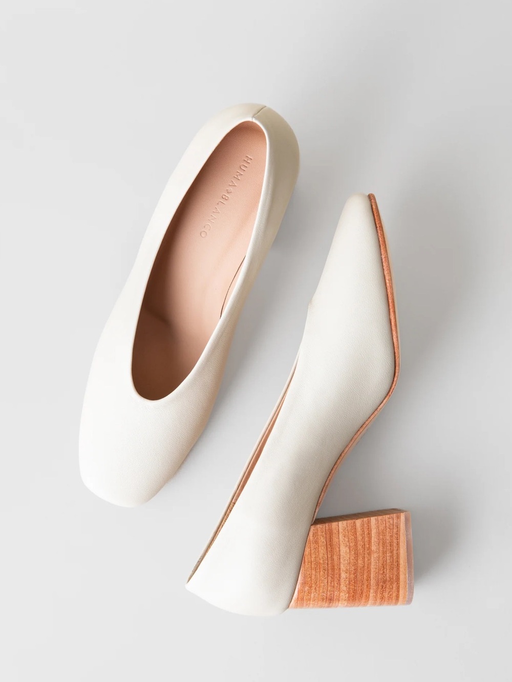Like new Huma Blanco Salvador leather block heels in Bone